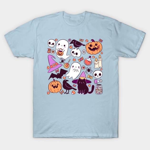 Cute and spooky halloween pattern T-Shirt by Yarafantasyart